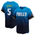 Cooneas P.Phillies #5 Bryson Stott Player Blue City Connect Home Limited Stitched Jerseys