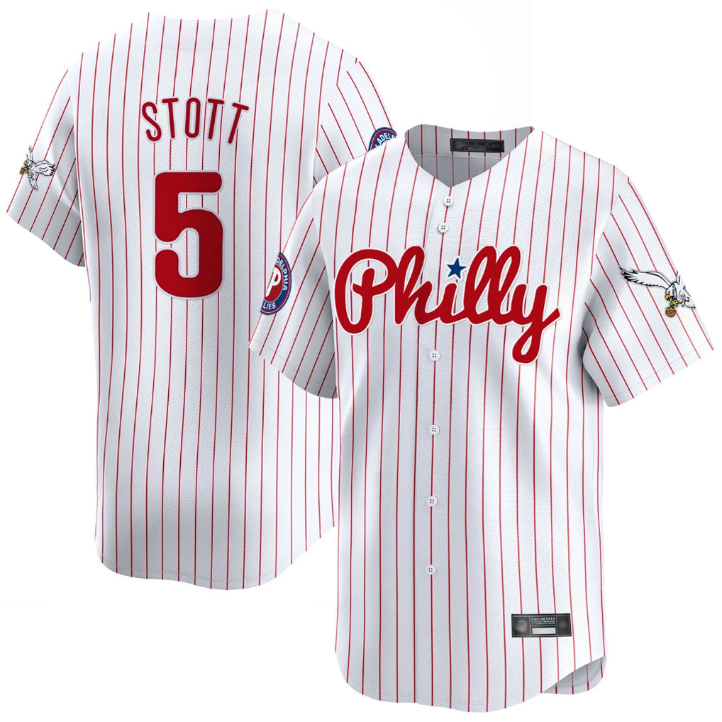 Cooneas P.Phillies #5 Bryson Stott Player White Pinstripe Phillies & Eagles Vapor Premier Limited Stitched Jerseys