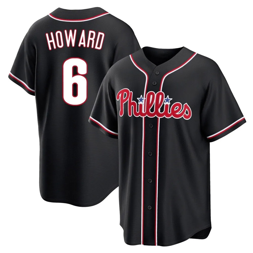 Cooneas P.Phillies #6 Ryan Howard Player Black Fashion Out Home Game Stitched Jerseys