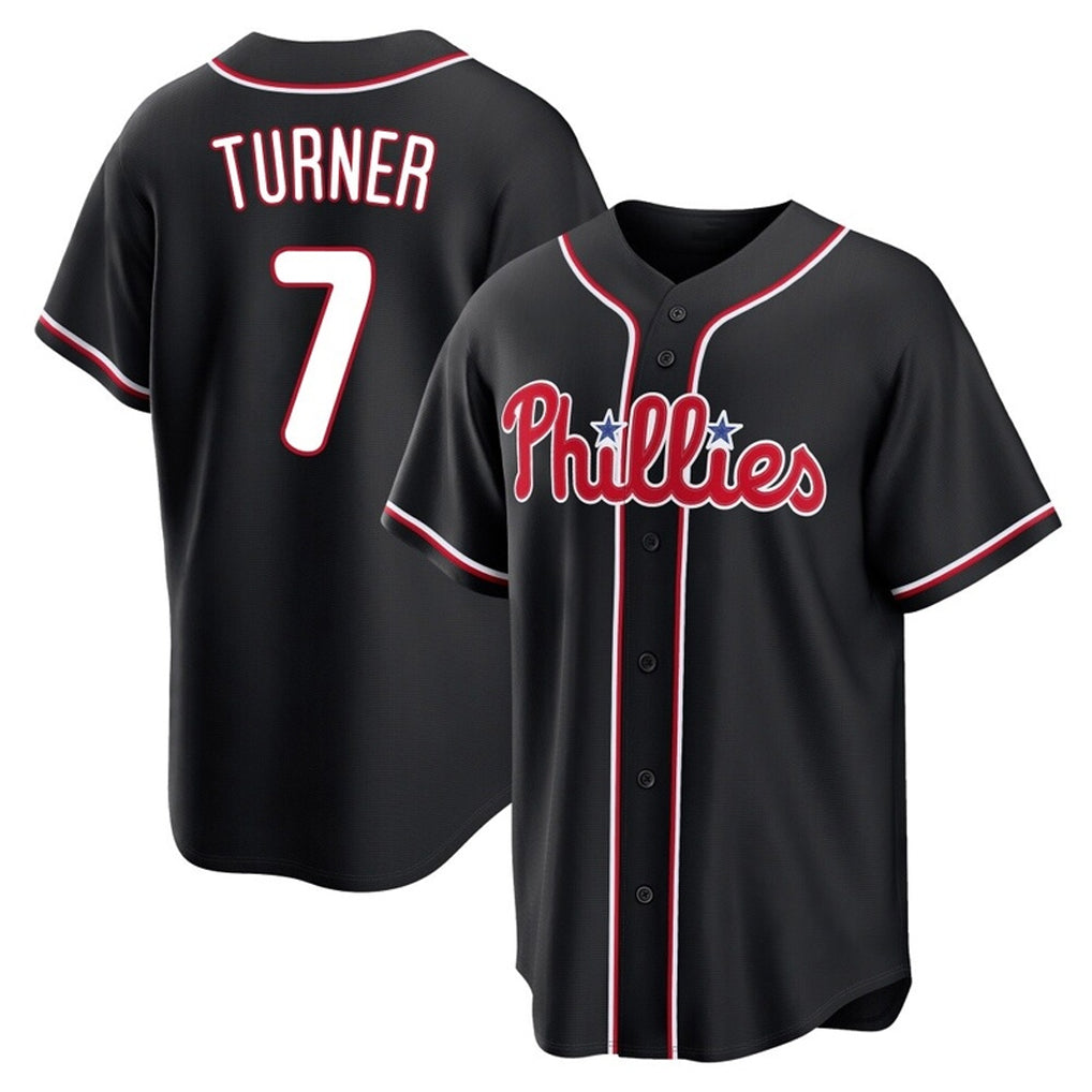 Cooneas P.Phillies #7 Trea Turner Player Black Fashion Out Home Game Stitched Jerseys