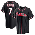 Cooneas P.Phillies #7 Trea Turner Player Black Fashion Out Home Game Stitched Jerseys