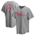 Cooneas P.Phillies #7 Trea Turner Player Gray Home Game Stitched Jerseys