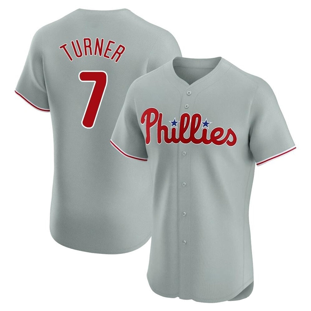 Cooneas P.Phillies #7 Trea Turner Player Gray Home Limited Elite Stitched Jerseys