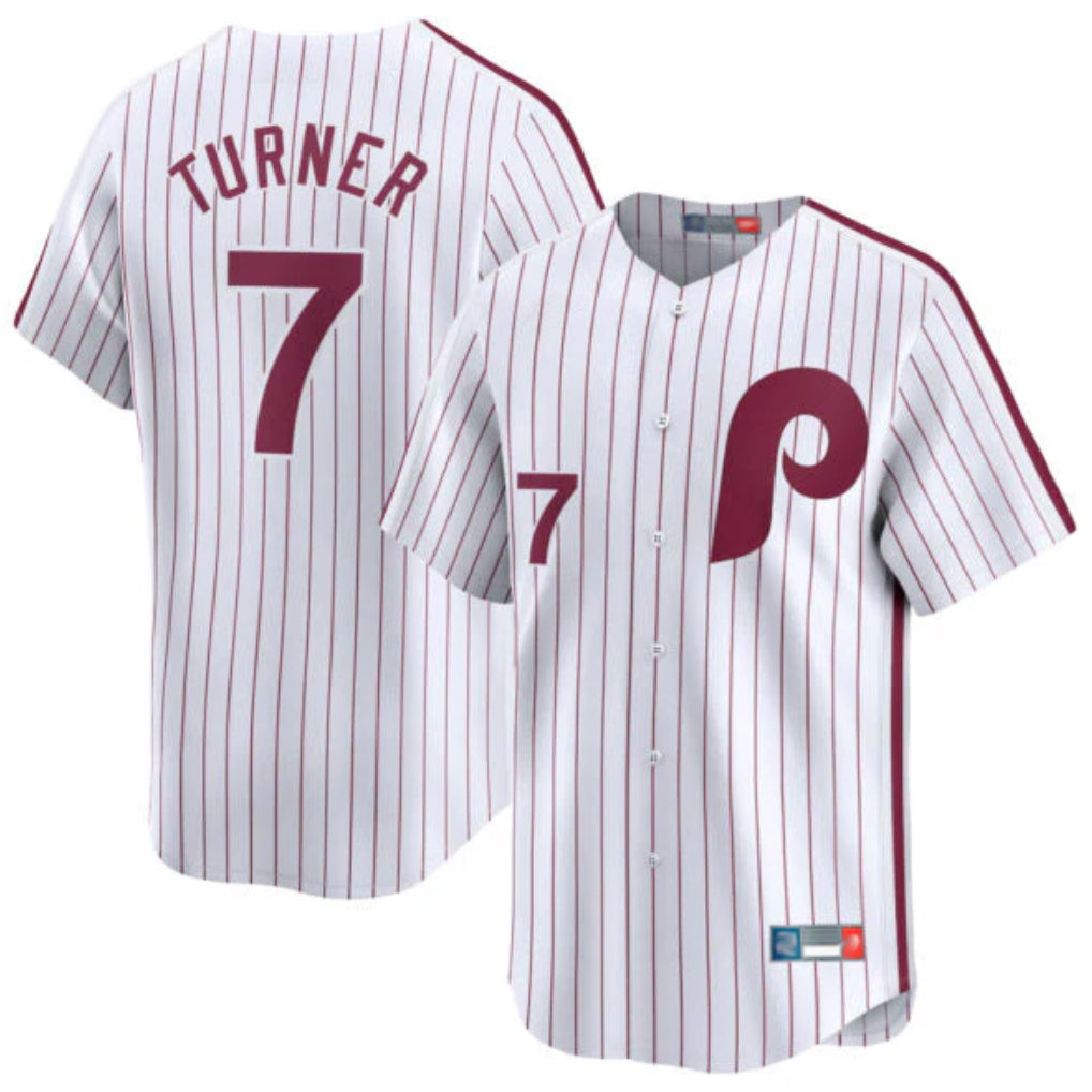 Cooneas P.Phillies #7 Trea Turner Player White Cooperstown Collection Limited Home Stitched Jerseys