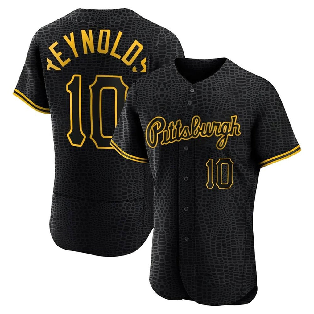 Cooneas P.Pirates #10 Bryan Reynolds Player Black Snake Skin City Home Limited Elite Stitched Jerseys