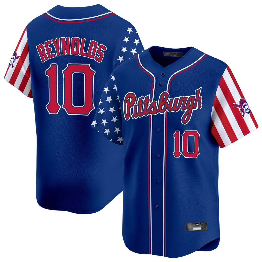 Cooneas P.Pirates #10 Bryan Reynolds Player Royal 2025 Independence Day Vapor Premier Limited Stitched Jerseys