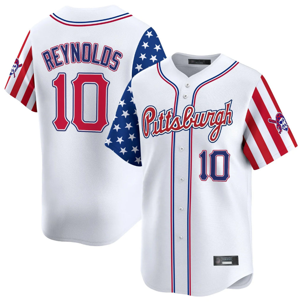Cooneas P.Pirates #10 Bryan Reynolds Player White 2025 Independence Day Vapor Premier Limited Stitched Jerseys