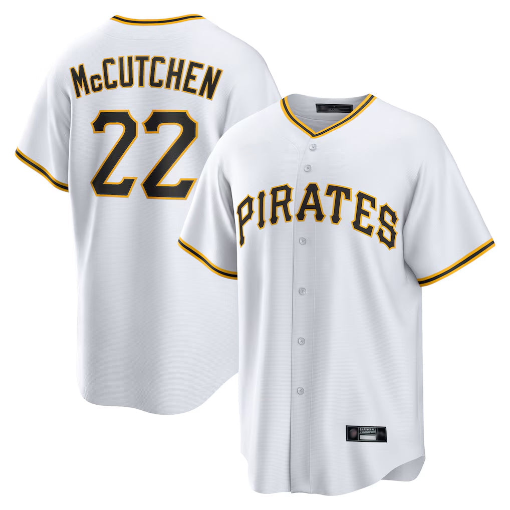 Cooneas P.Pirates #22 Andrew McCutchen Player White Home Game Stitched Jerseys