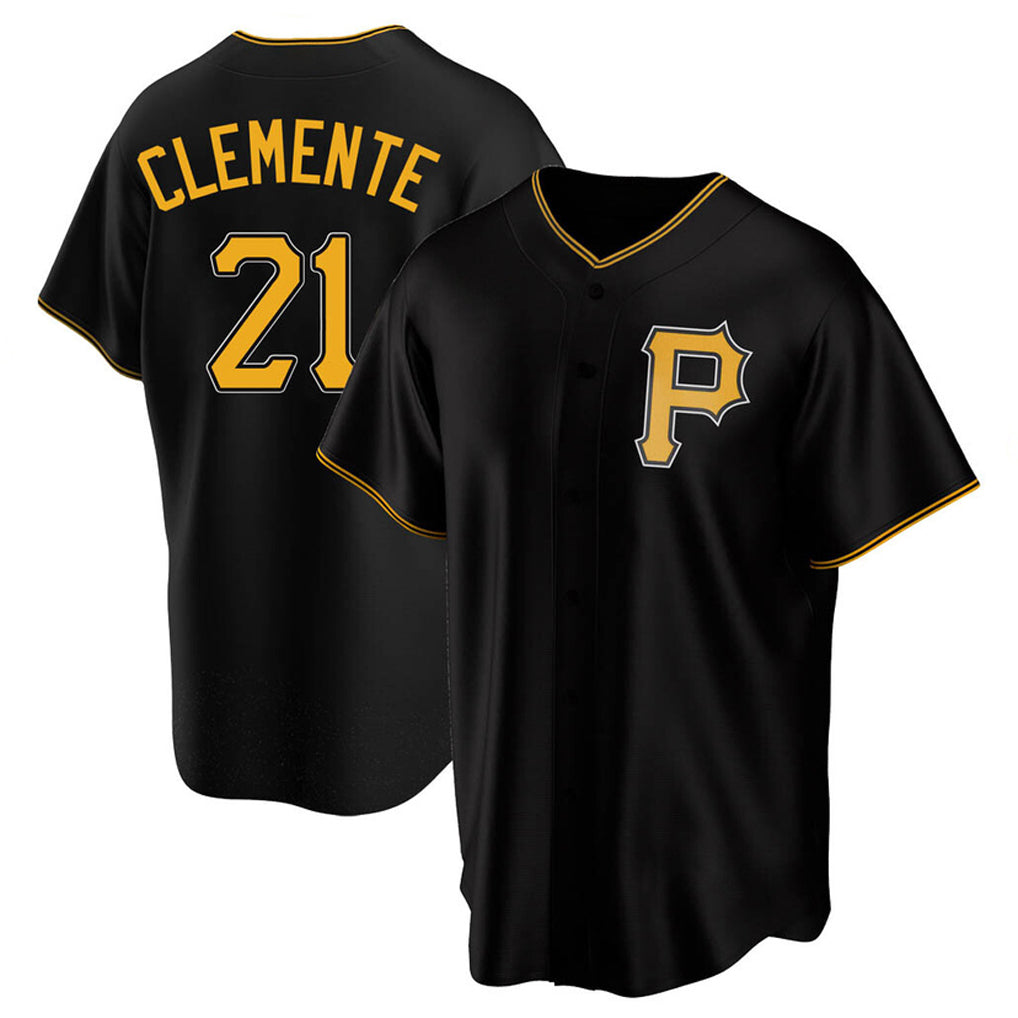 Cooneas P.Pirates #21 Roberto Clemente Player Black Alternate 2025 Home Game Stitched Jerseys