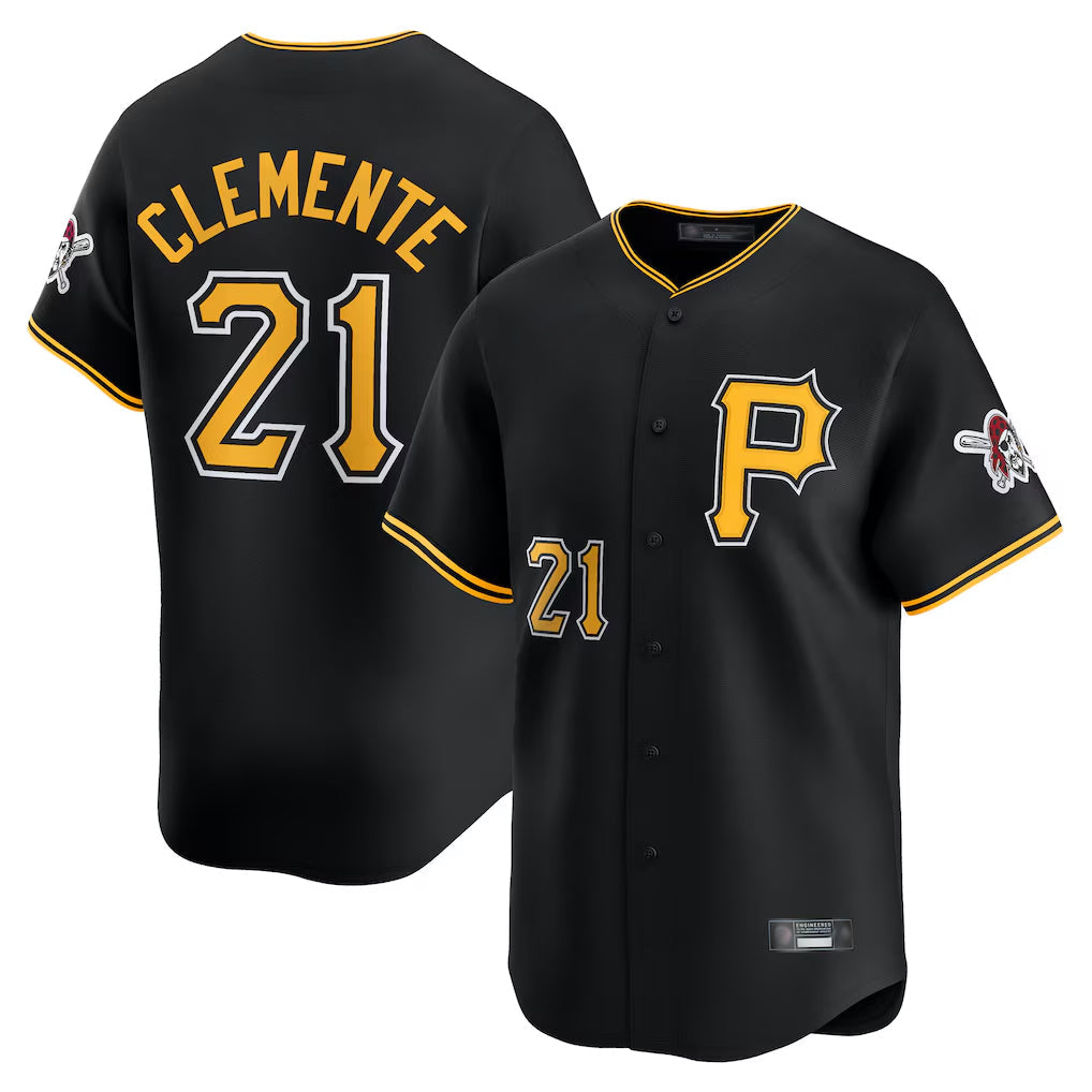 Cooneas P.Pirates #21 Roberto Clemente Player Black Alternate Limited Game Stitched Jerseys