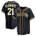 Cooneas P.Pirates #21 Roberto Clemente Player Black Fashion Out Home Game Stitched Jerseys