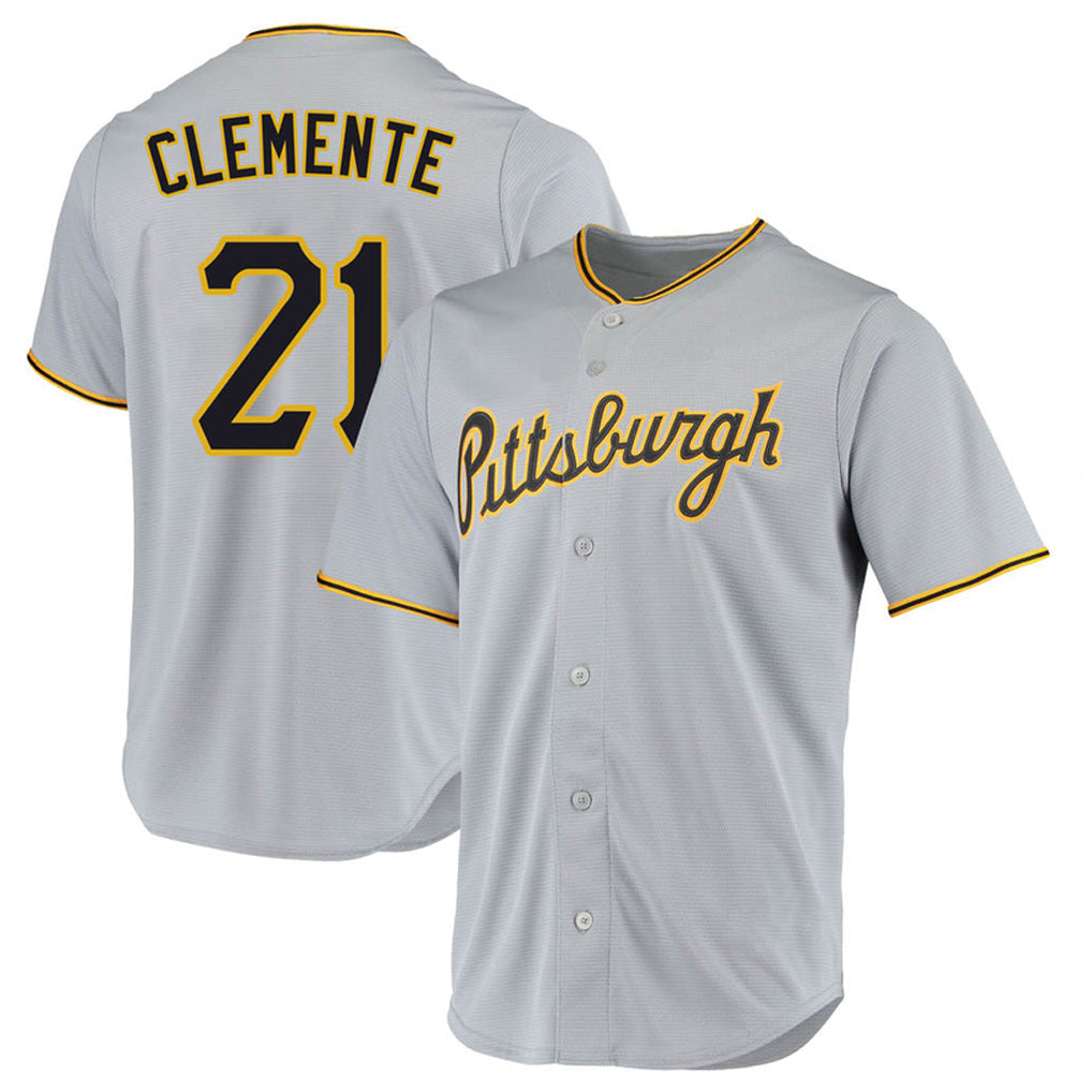 Cooneas P.Pirates #21 Roberto Clemente Player Gray Road Home Game Stitched Jerseys