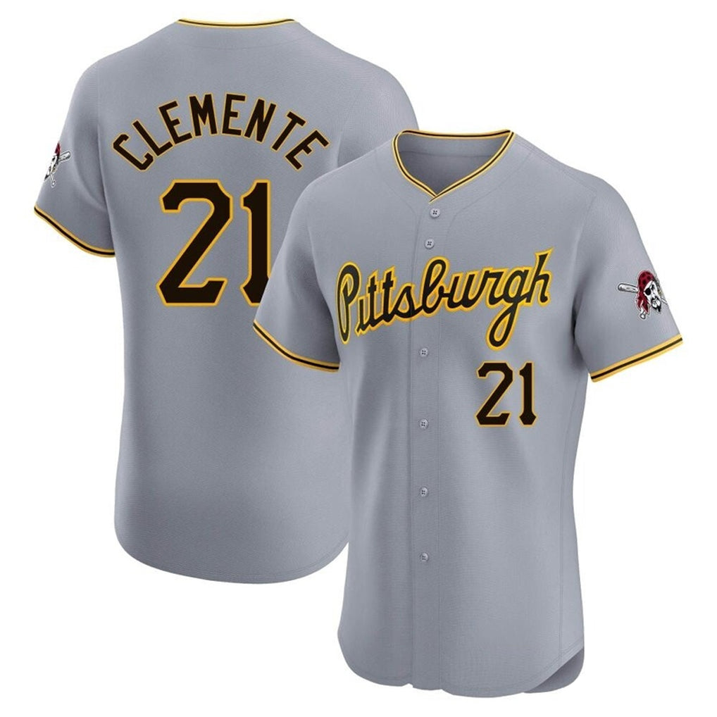 Cooneas P.Pirates #21 Roberto Clemente Player Gray Road Home Limited Elite Stitched Jerseys