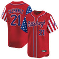 Cooneas P.Pirates #21 Roberto Clemente Player Red 2025 Independence Day Vapor Premier Limited Stitched Jerseys