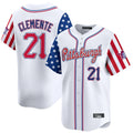 Cooneas P.Pirates #21 Roberto Clemente Player White 2025 Independence Day Vapor Premier Limited Stitched Jerseys