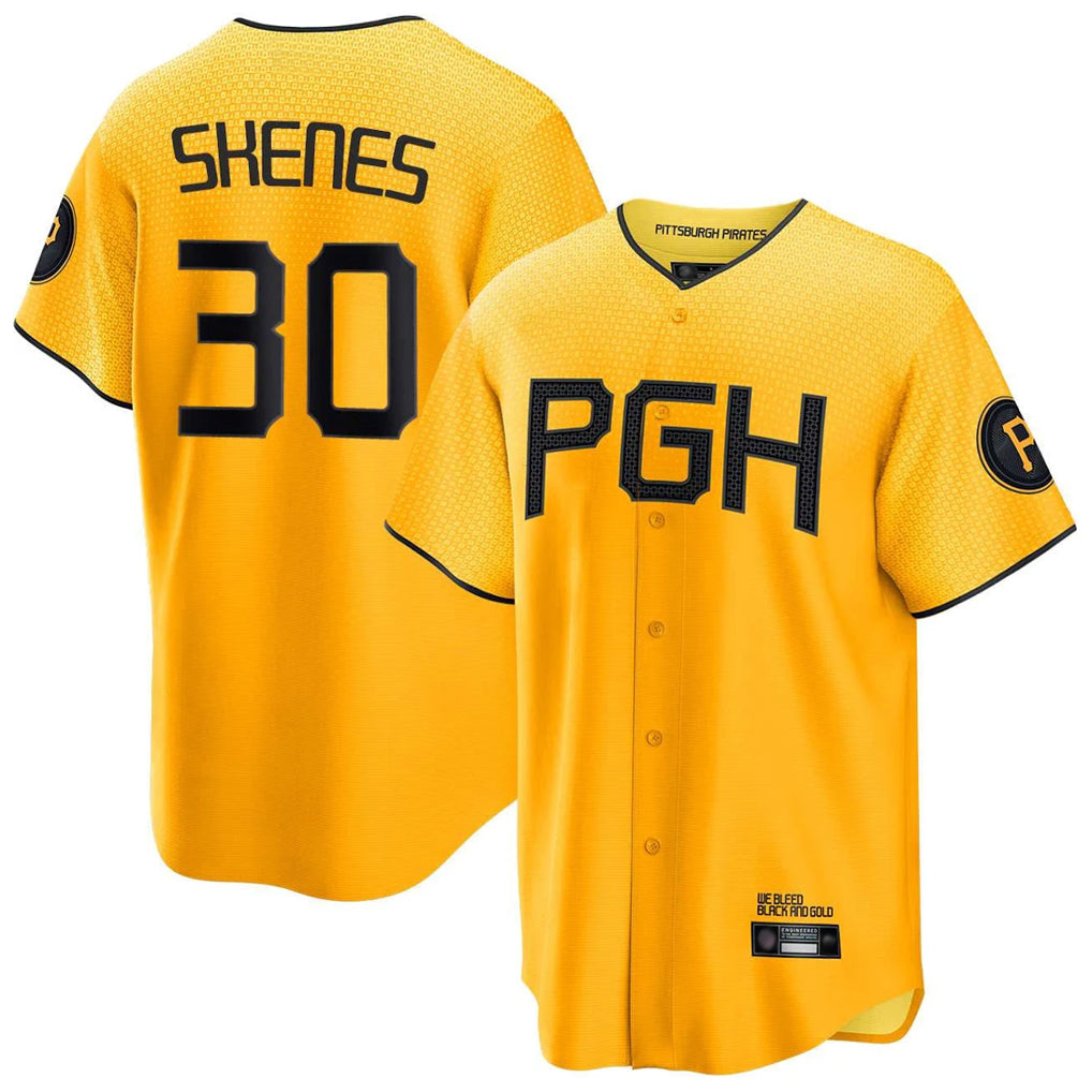 Cooneas P.Pirates #30 Paul Skenes Player Gold City Connect Home Limited Stitched Jerseys