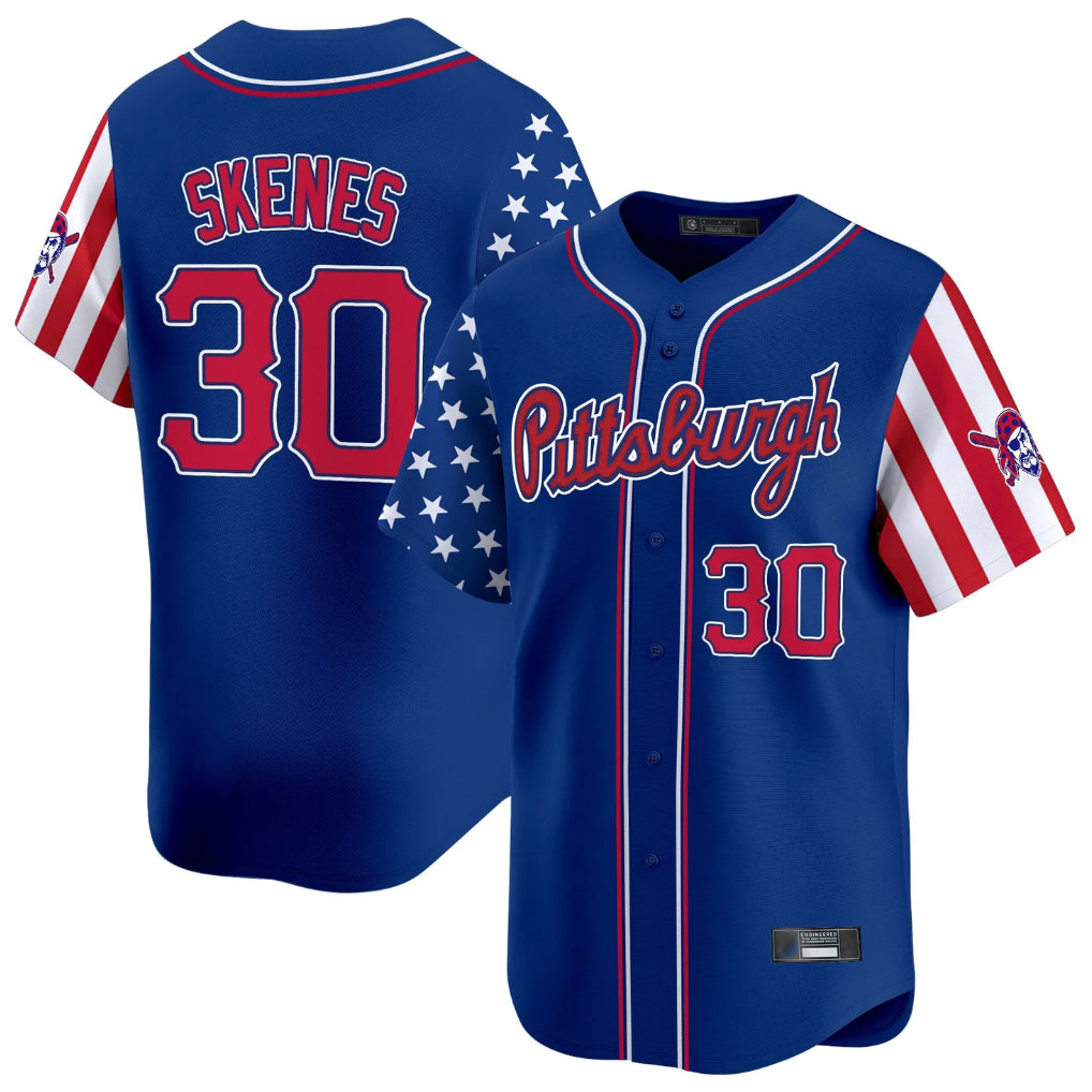 Cooneas P.Pirates #30 Paul Skenes Player Royal 2025 Independence Day Vapor Premier Limited Stitched Jerseys