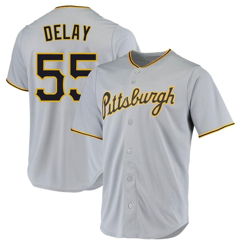Cooneas P.Pirates #55 Jason Delay Player Gray Road Home Game Stitched Jerseys