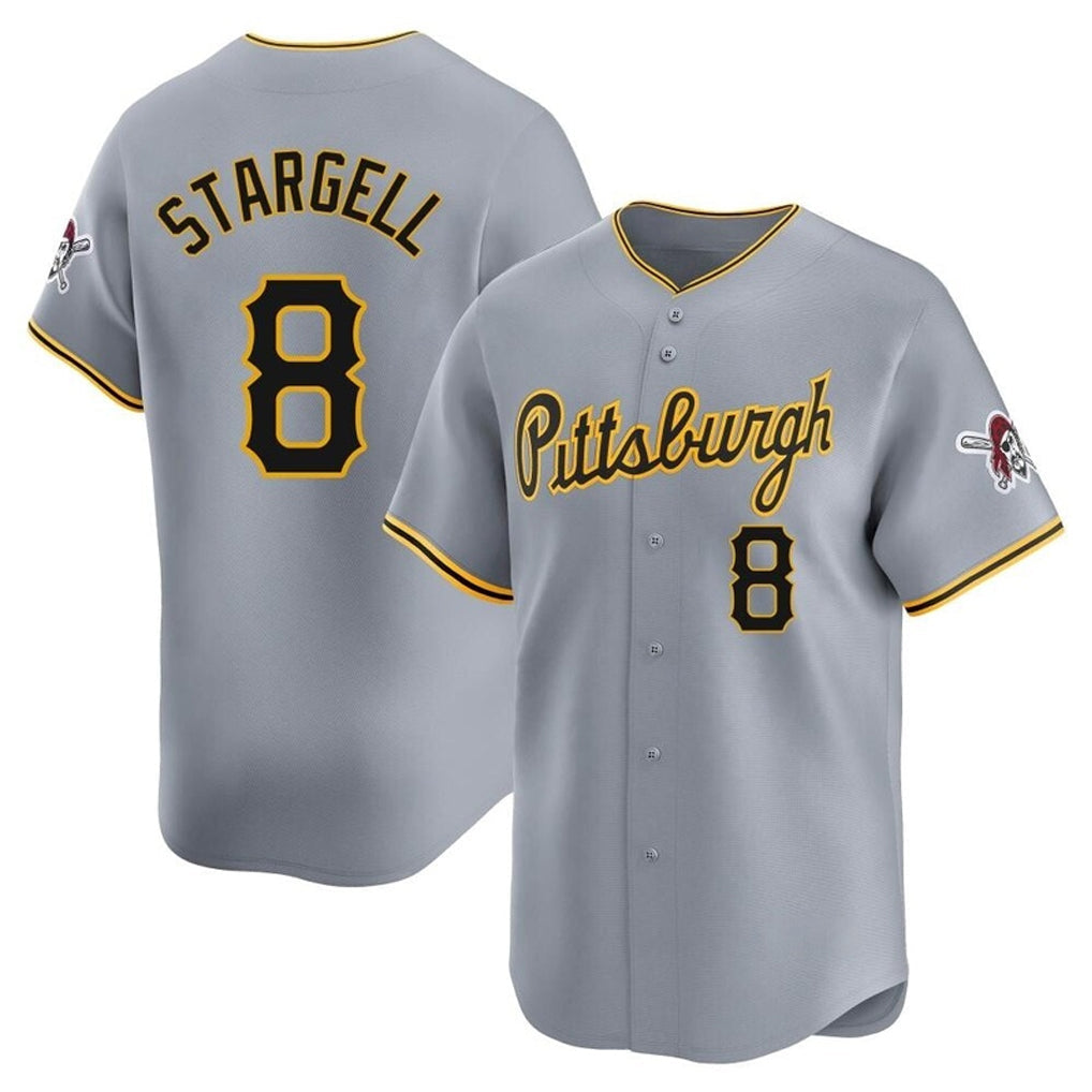 Cooneas P.Pirates #8 Willie Stargell Player Gray Road Home Limited Stitched Jerseys