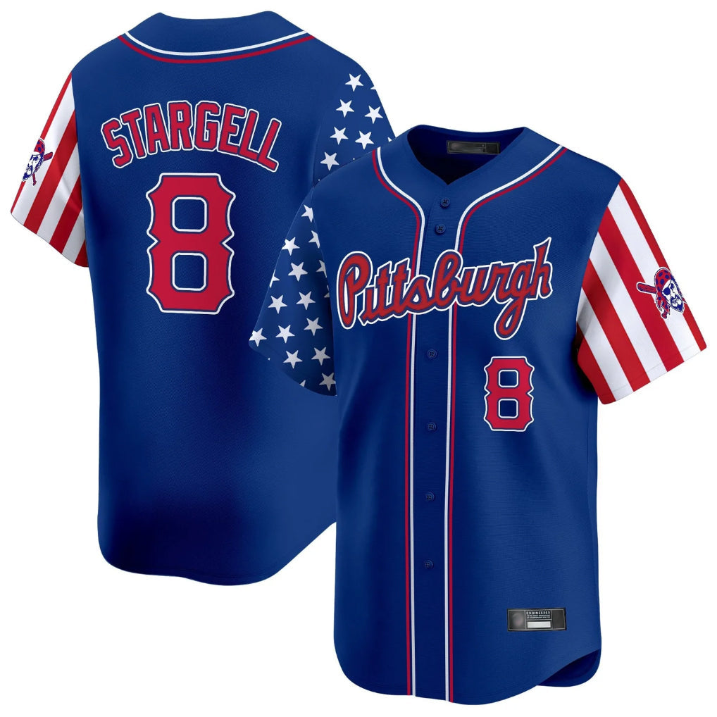 Cooneas P.Pirates #8 Willie Stargell Player Royal 2025 Independence Day Vapor Premier Limited Stitched Jerseys