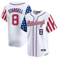Cooneas P.Pirates #8 Willie Stargell Player White 2025 Independence Day Vapor Premier Limited Stitched Jerseys