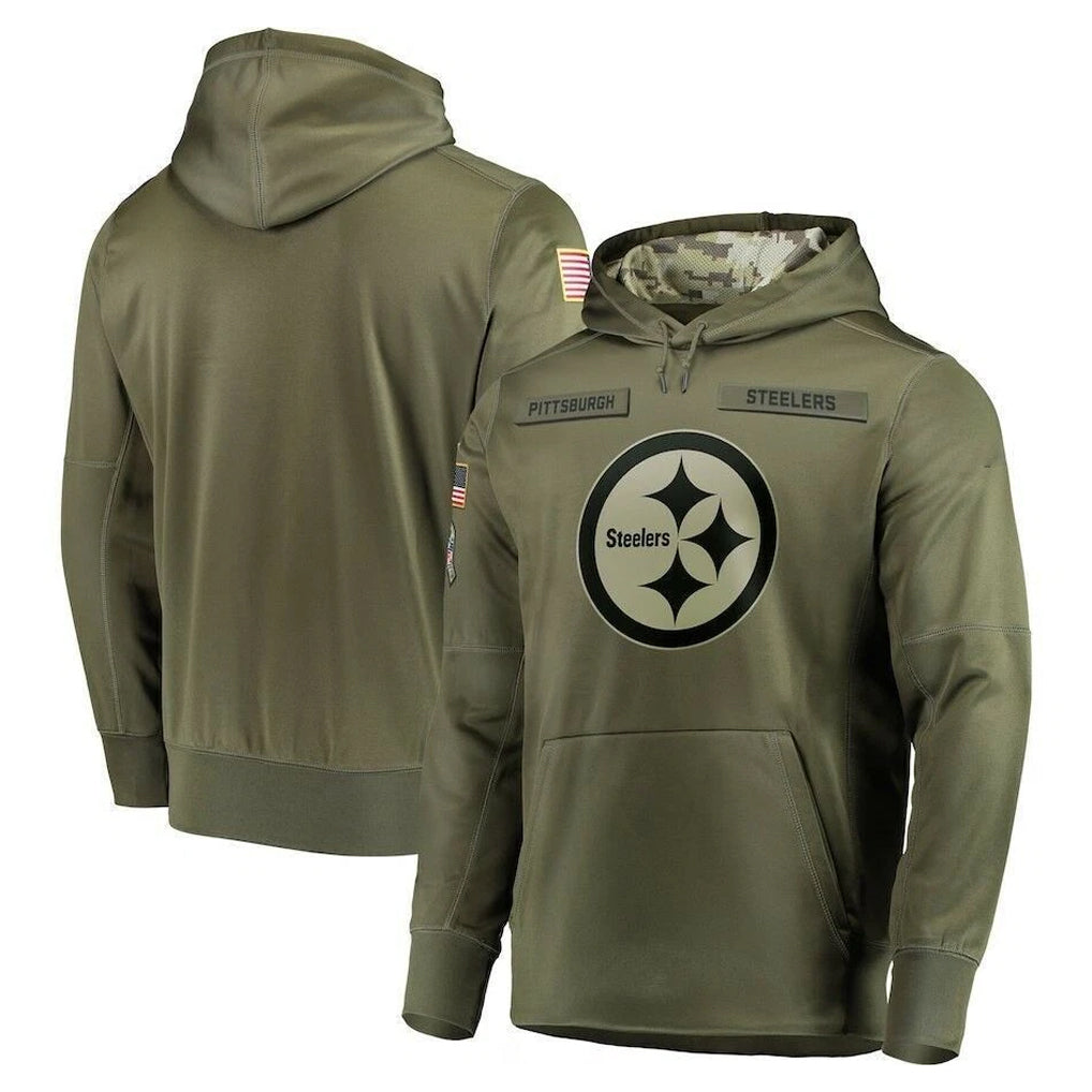 Cooneas P.Steelers Olive Salute to Service Pullover Hoodie Home Game Blank Player Stitched Jerseys