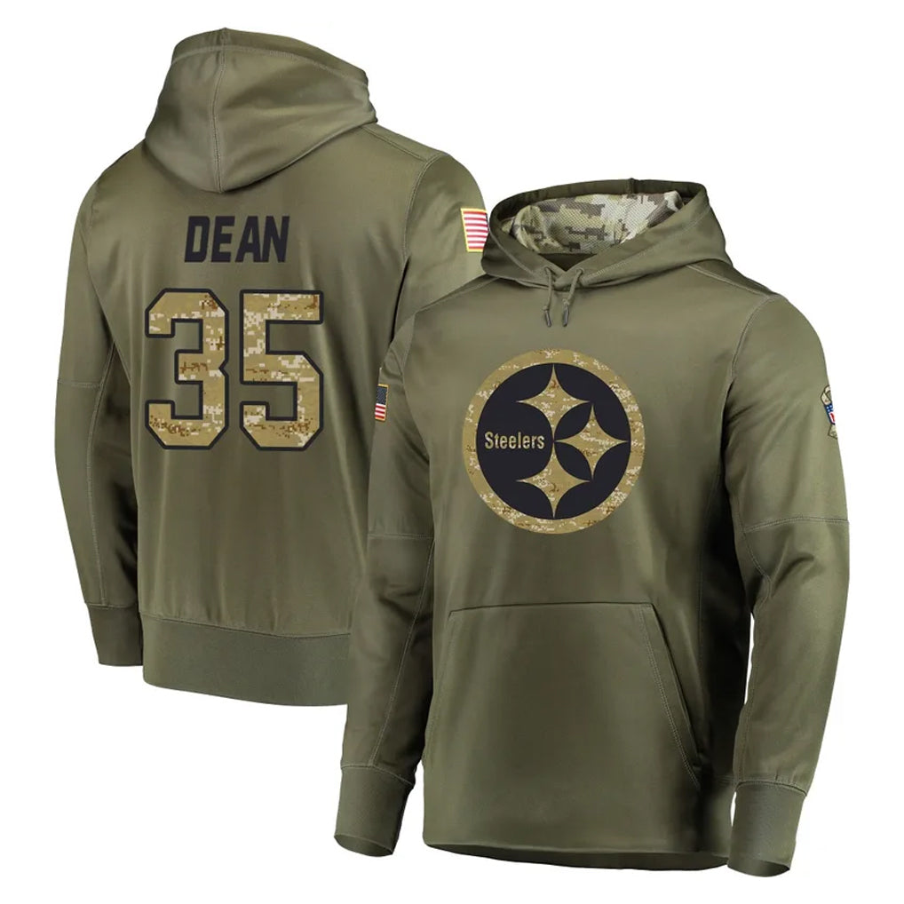 Cooneas P.Steelers #35 Jamel Dean Player Olive Salute to Service Pullover Hoodie Home Game Stitched Jerseys