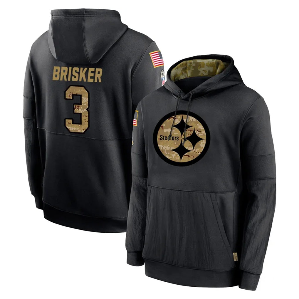 Cooneas P.Steelers #3 Jaquan Brisker Player Black Salute to Service Hoodies Limited Game Stitched Jerseys