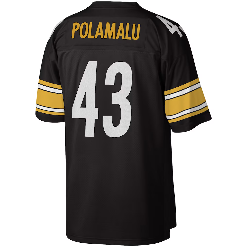 Cooneas P.Steelers #43 Troy Polamalu Mitchell & Ness Black Legacy Replica Stitched Jerseys