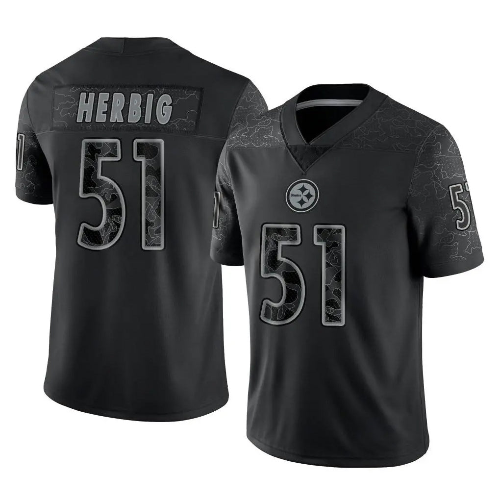 Cooneas P.Steelers #51 Nick Herbig Player Black Reflective Limited Home Game Stitched Jerseys