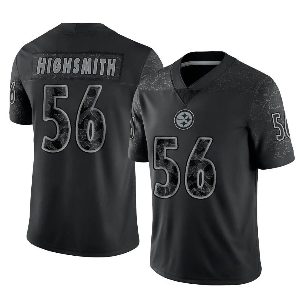 Cooneas P.Steelers #56 Alex Highsmith Player Black Reflective Limited Home Game Stitched Jerseys
