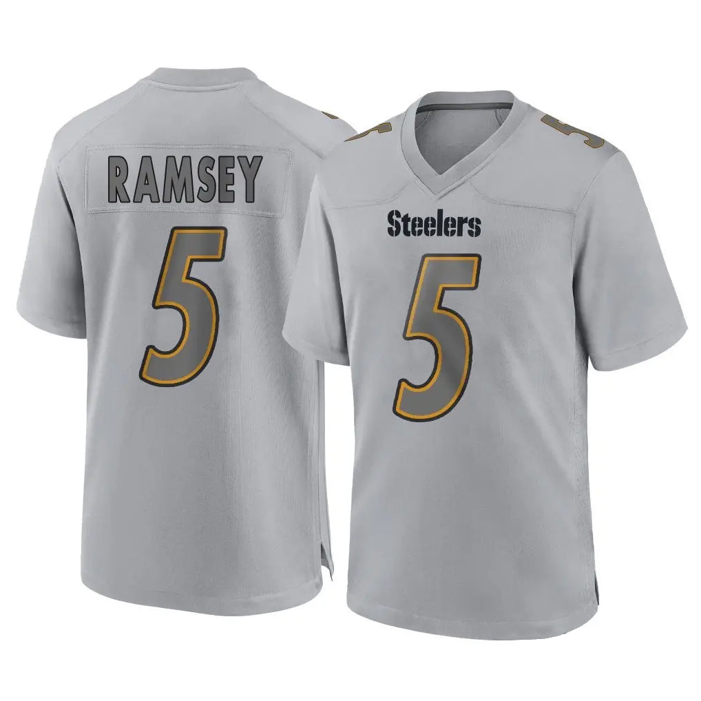Cooneas P.Steelers #5 Jalen Ramsey Player Gray Atmosphere Fashion Home Game Stitched Jerseys