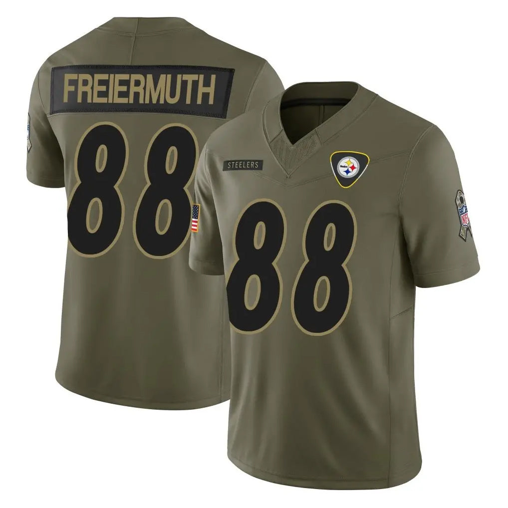 Cooneas P.Steelers #88 Pat Freiermuth Player Olive 2025 Salute To Service Limited Home Game Stitched Jerseys