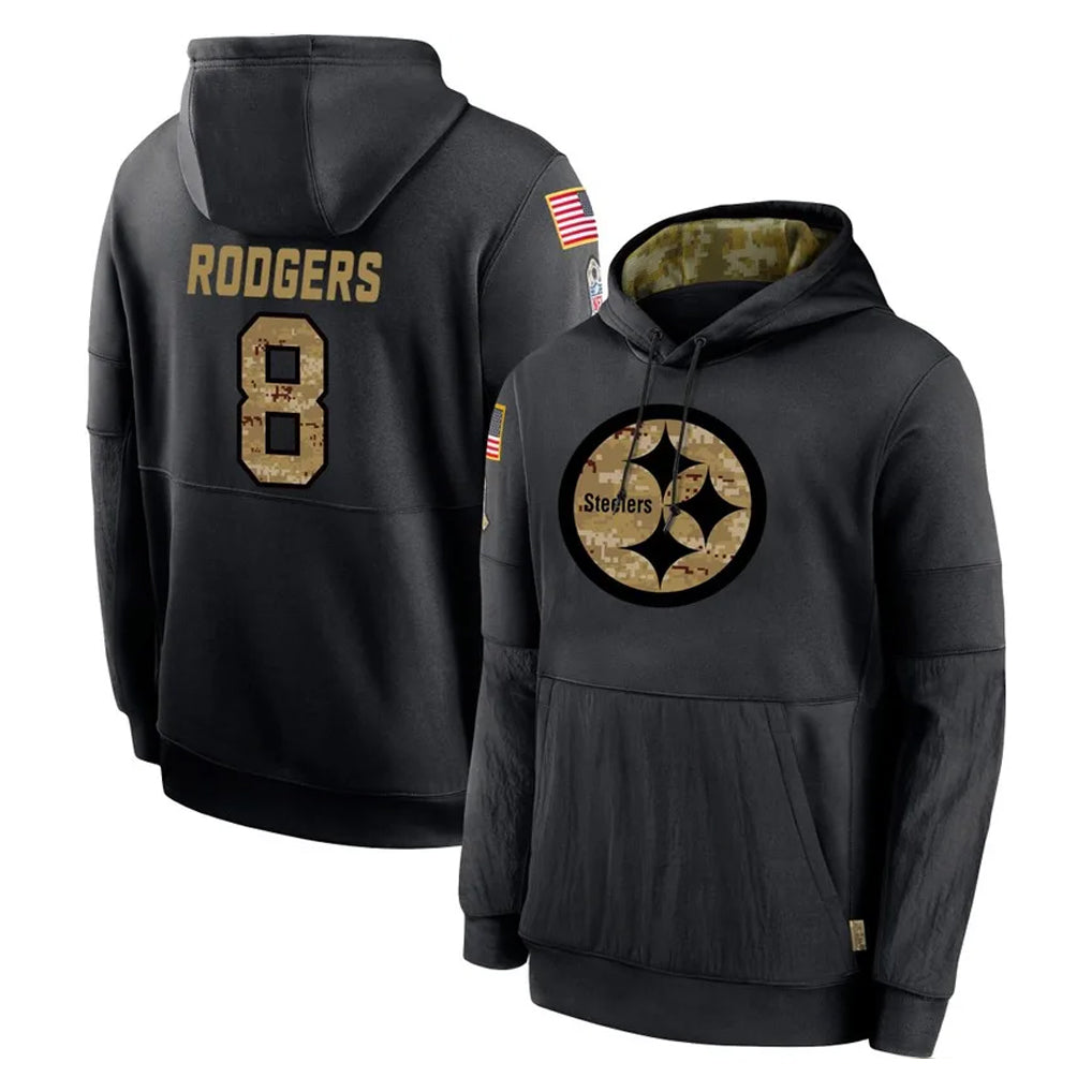 Cooneas P.Steelers #8 Aaron Rodgers Player Black Salute to Service Hoodies Limited Game Stitched Jerseys