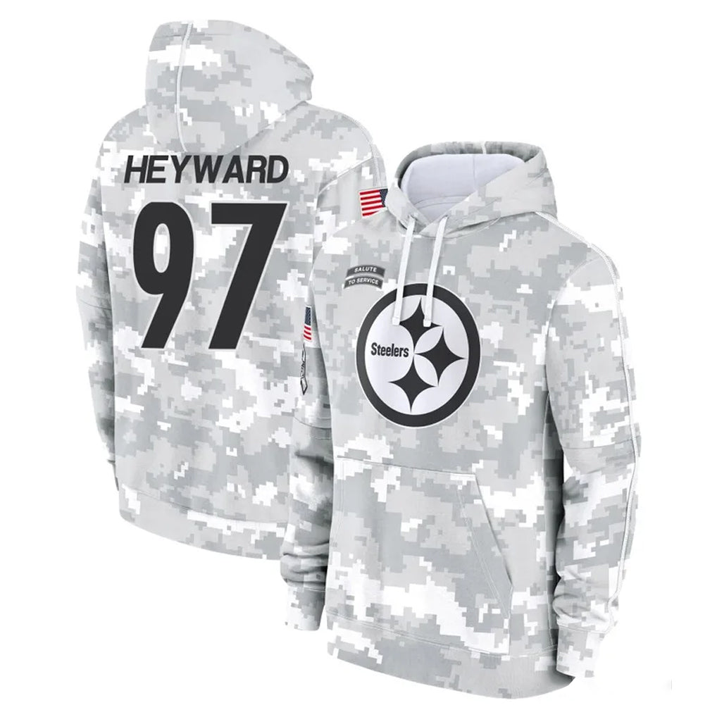 Cooneas P.Steelers #97 Cameron Heyward Player Arctic Camo Limited Salute to Service Pullover Hoodies Game Stitched Jerseys