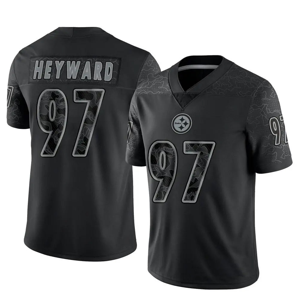 Cooneas P.Steelers #97 Cameron Heyward Player Black Limited Reflective Stitched Jerseys