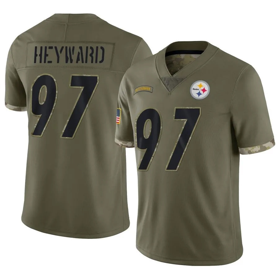 Cooneas P.Steelers #97 Cameron Heyward Player Salute To Service Limited Olive Stitched Jerseys