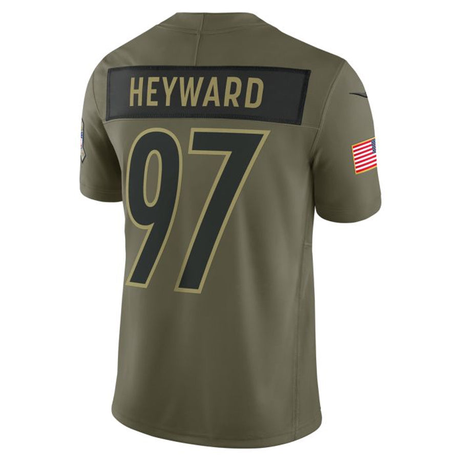 Cooneas P.Steelers #97 Cameron Heyward Player Vapor F.U.S.E. Limited Salute to Service Stitched Jerseys