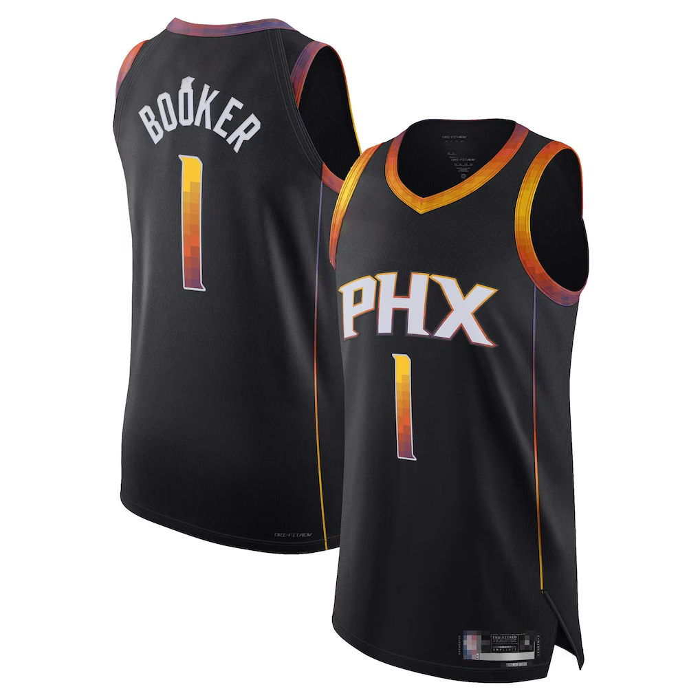 Cooneas P.Suns #1 Devin Booker Black Authentic Player Jerseys - Statement Edition