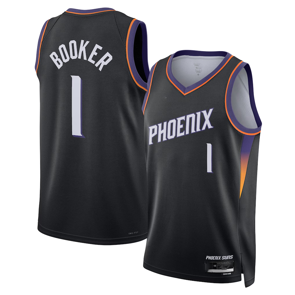 Cooneas P.Sunss #1 Devin Booker Black Swingman Jerseys - Statement Edition