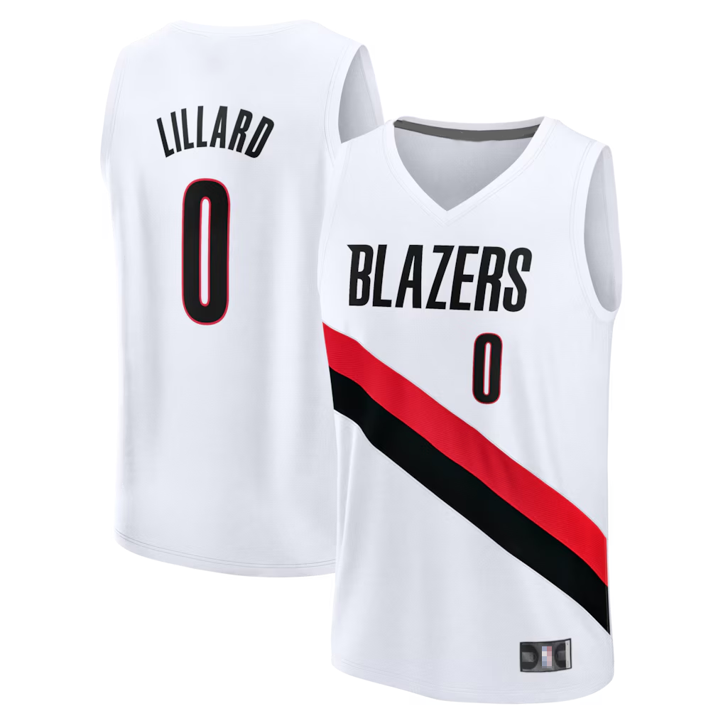 Cooneas PT.Blazers #0 Damian Lillard Fanatics White Fast Break Replica Player Jerseys - Association Edition