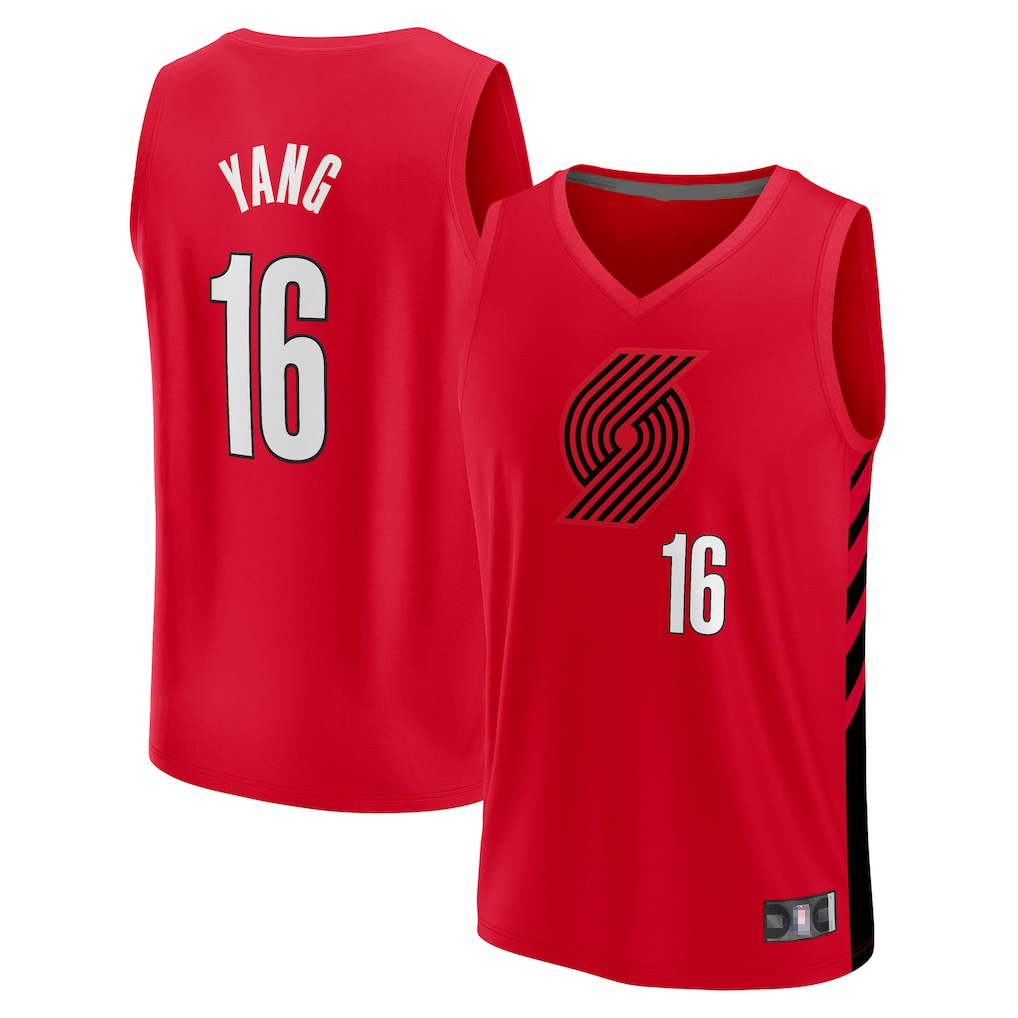 Cooneas PT.Blazers #16 Yang Hansen Fanatics Red Fast Break Replica Jerseys - Statement Edition