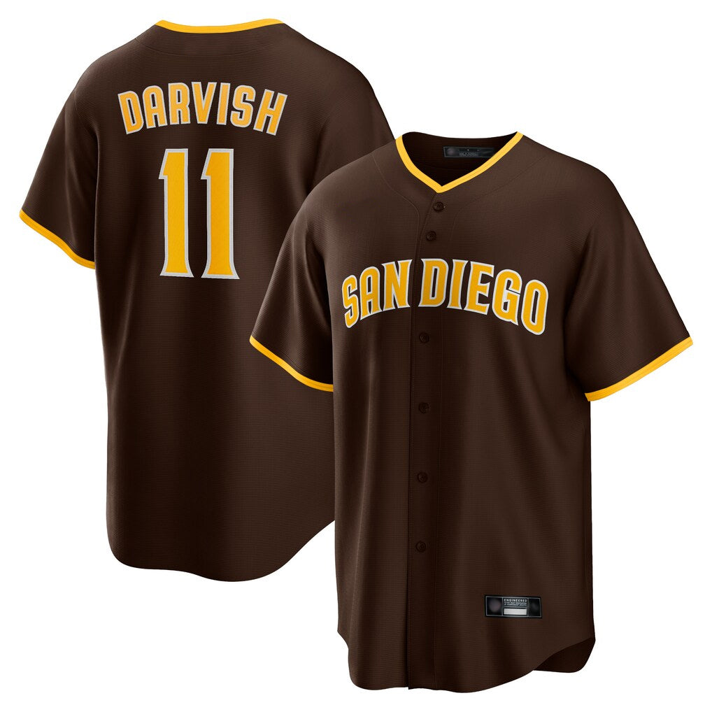 Cooneas S.Diego Padres #11 Yu Darvish Player Brown Alternate Replica Game Stitched Jerseys