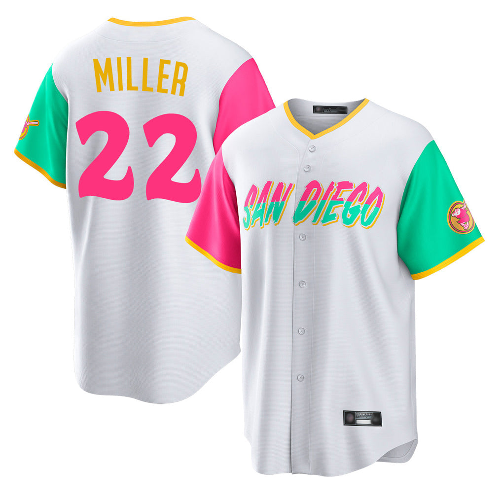 Cooneas S.Diego Padres #22 Mason Miller Player White City Connect Home Game Stitched Jerseys