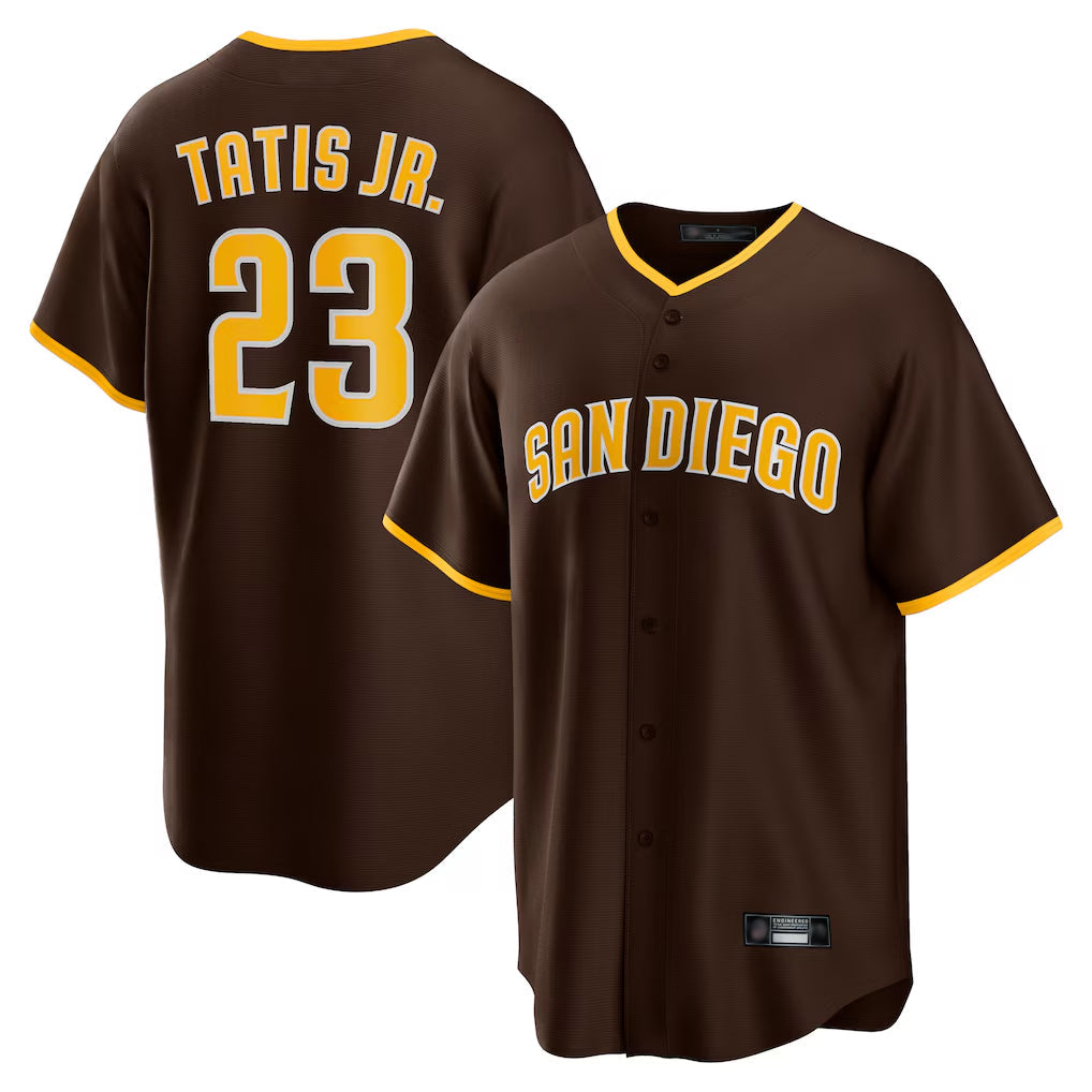Cooneas S.Diego Padres #23 Fernando Tatis Jr Player Brown Alternate Replica Game Stitched Jerseys