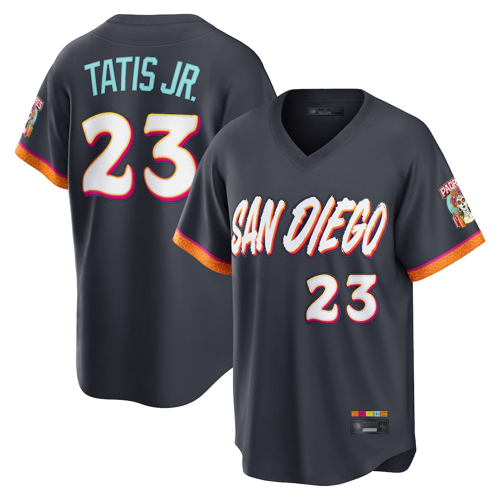 Cooneas S.Diego Padres #23 Fernando Tatis Jr Player Obsidian 2026 City Connect Home Game T-shirt Stitched Jerseys