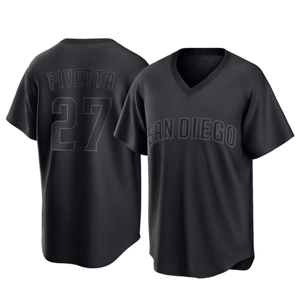 Cooneas S.Diego Padres #27 Nick Pivetta Player Black Pitch Fashion Game T-shirt Stitched Jerseys