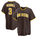 Cooneas S.Diego Padres #3 Jackson Merrill Player Brown Home Game Stitched Jerseys