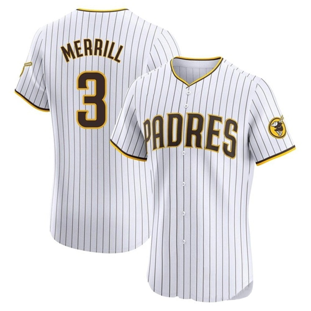 Cooneas S.Diego Padres #3 Jackson Merrill Player White Home Limited Elite Stitched Jerseys