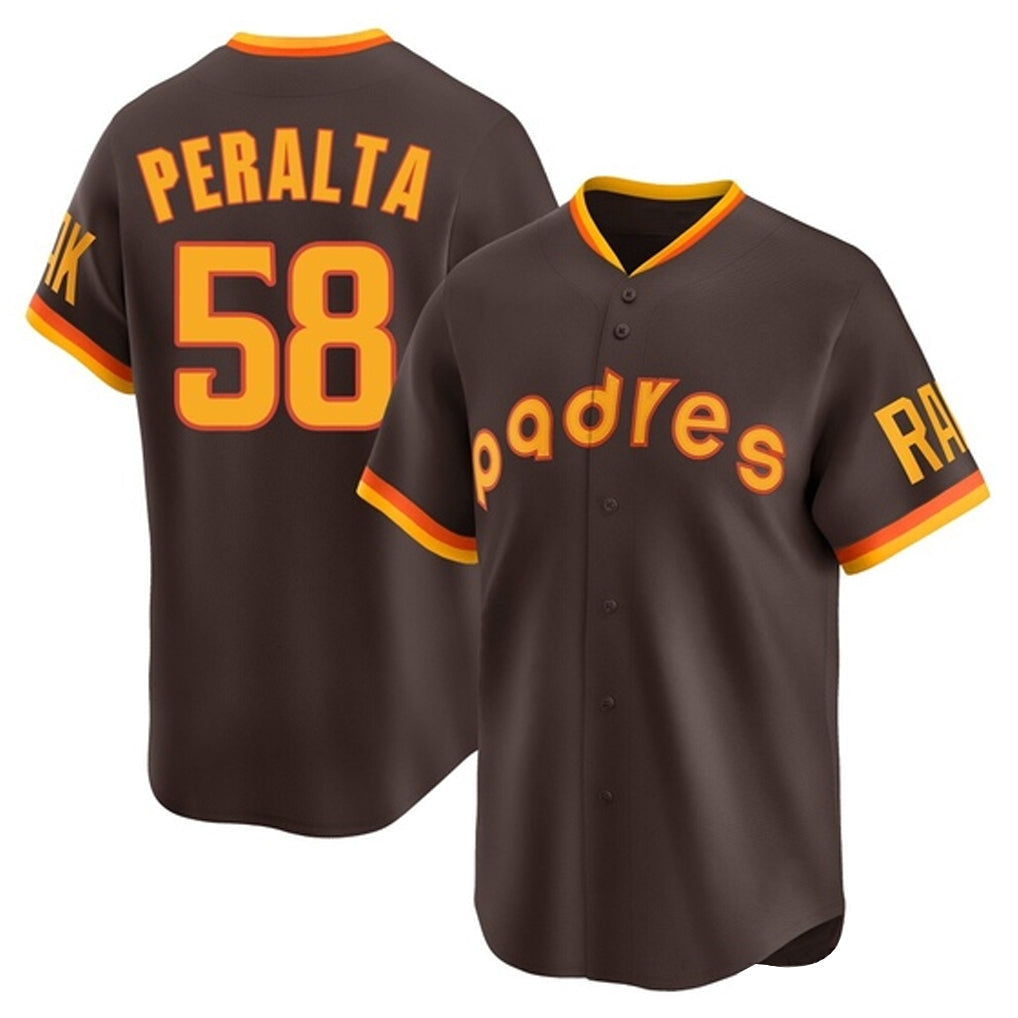 Cooneas S.Diego Padres #58 Wandy Peralta Player Brown Home Cooperstown Collection Replica Game Stitched Jerseys